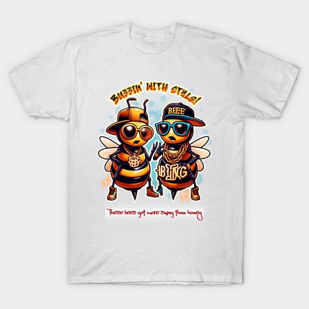 Buzzin' with Style!  Bee and Hip Hop T-Shirt by anjokaba89